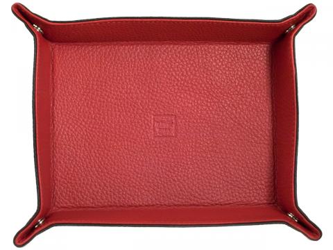 Leather Travel Tray, Black Exterior, Red Interior