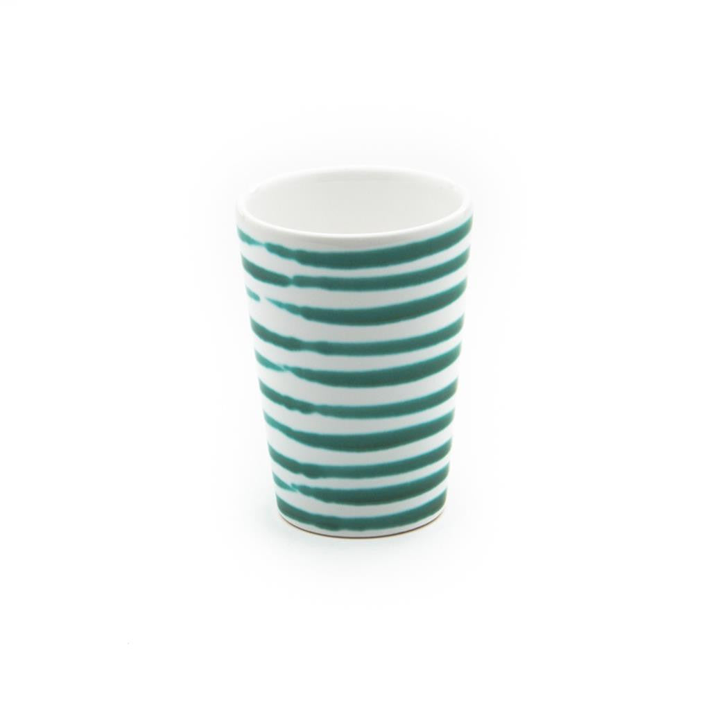 White Green Stripe Ceramic Tumbler