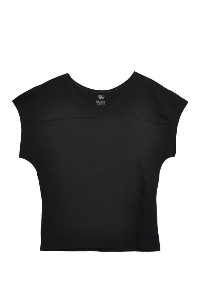 womens organic cotton yoke tee black – Wildlife Works