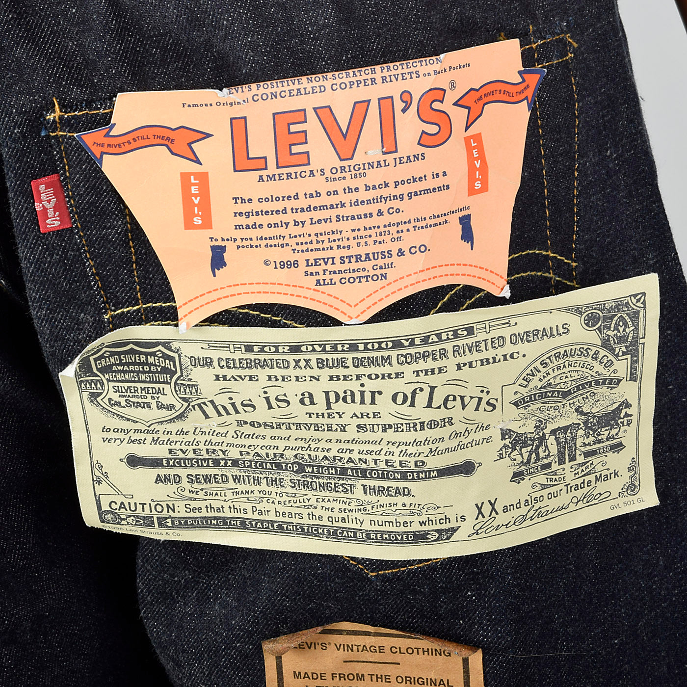 Levi's LVC 1955 Reproduction Jeans, Cone Denim with Red Line Selvedge ...