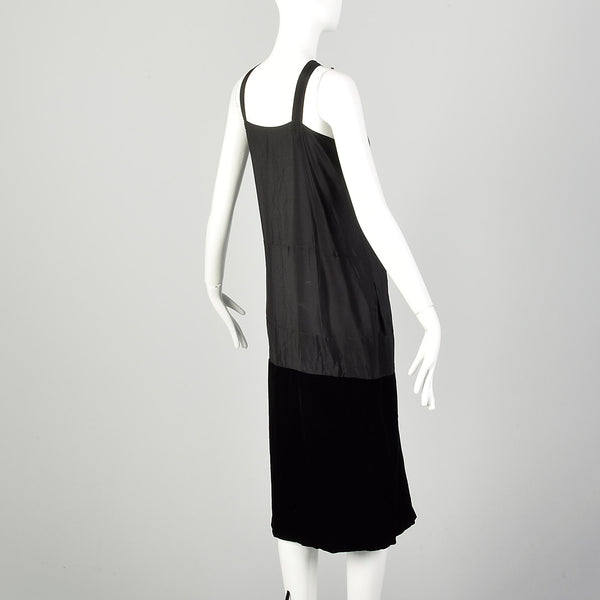 Medium 1920s Black Slip Under Dress Underpinning Sleeveless Velvet Bor ...