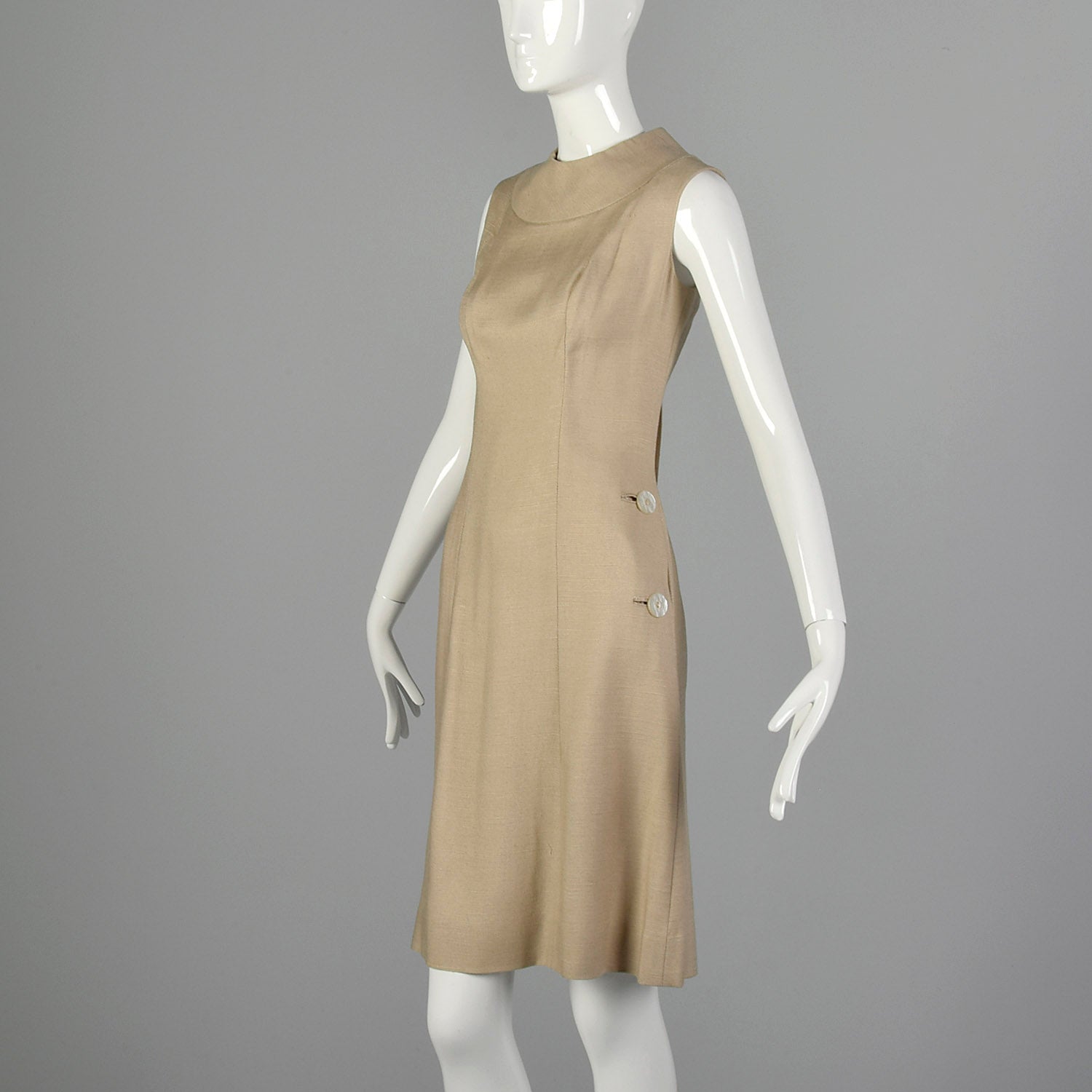 Small 1960s Tan Linen Shift Dress – Style & Salvage