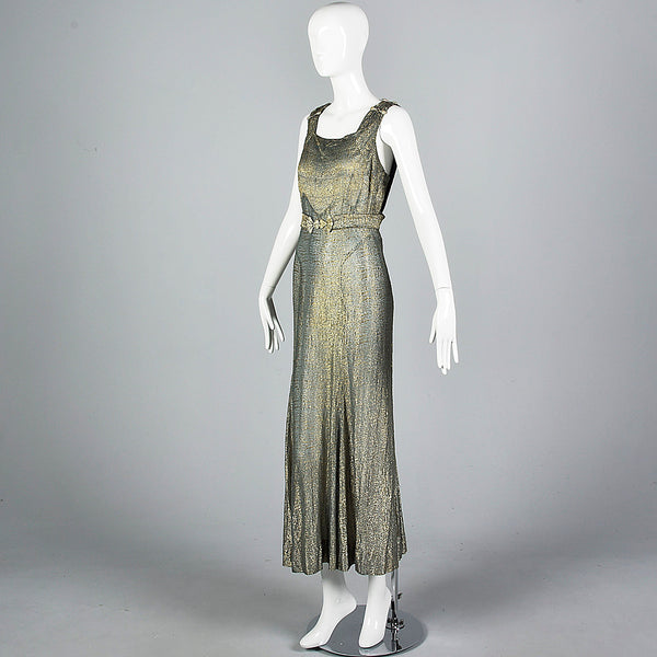 1930s Lamé Evening Dress, Formal Art Deco Gown – Style & Salvage