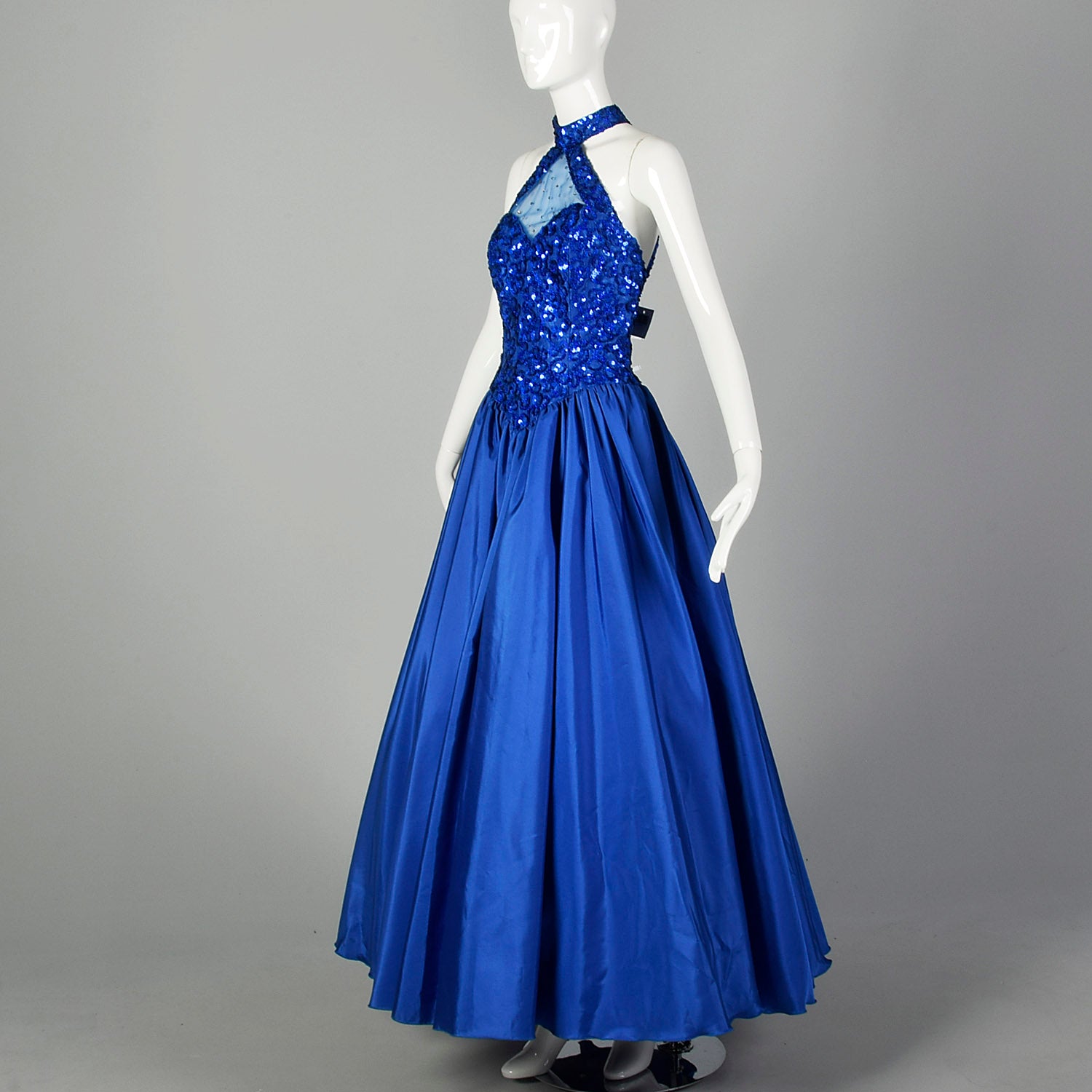 blue sequin gown