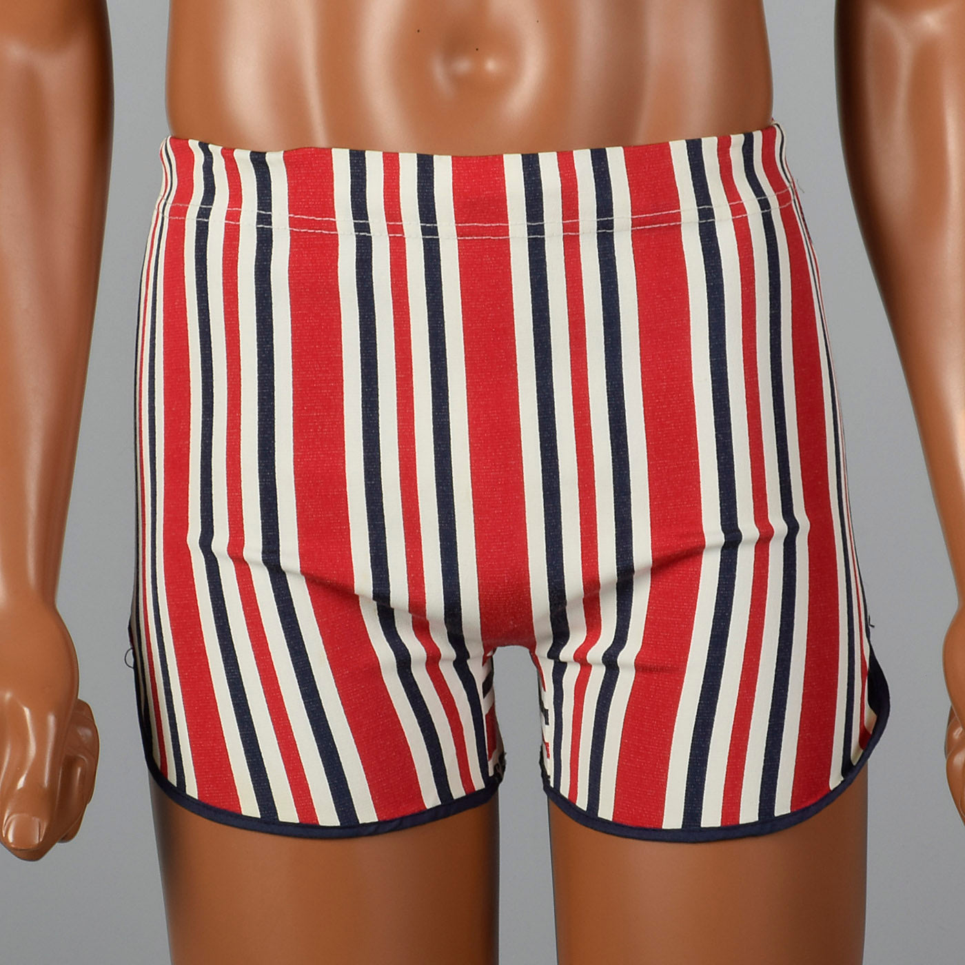 mens red white and blue swim trunks