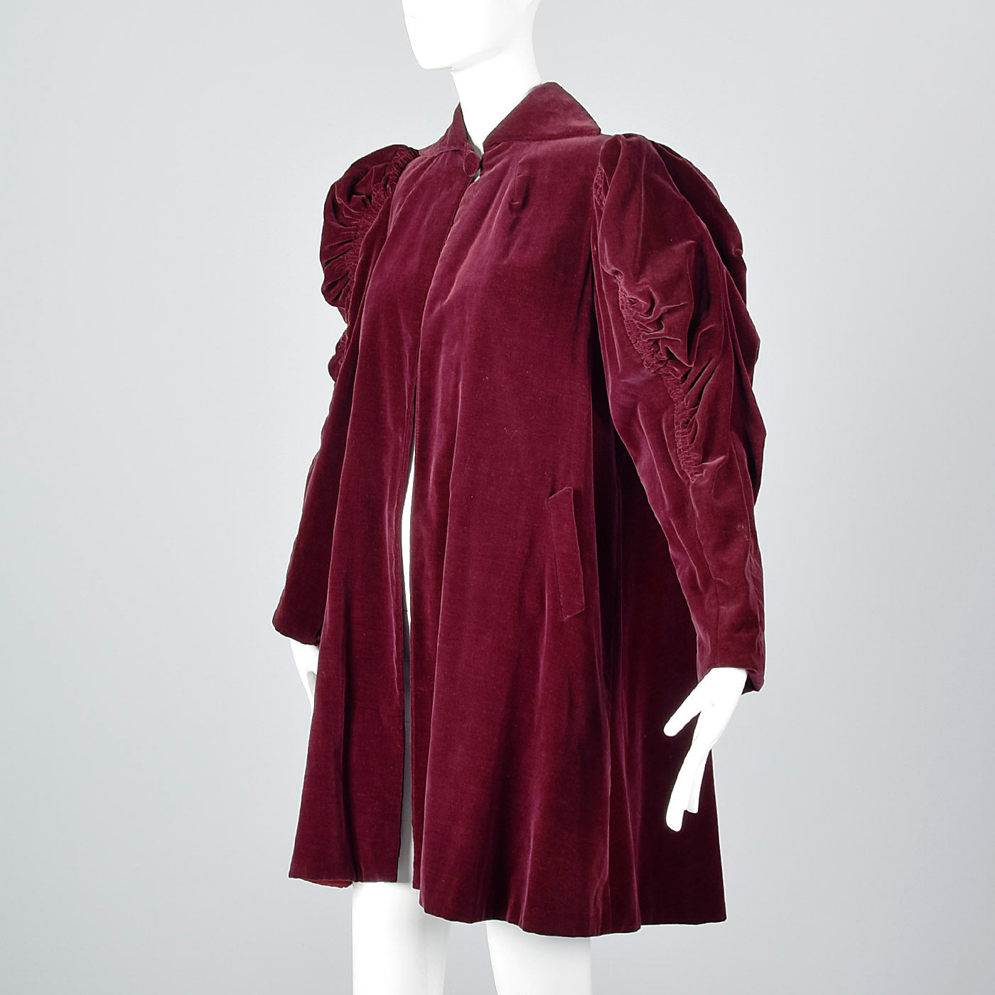 1940s Burgundy Velvet Coat with Mutton Sleeves – Style & Salvage