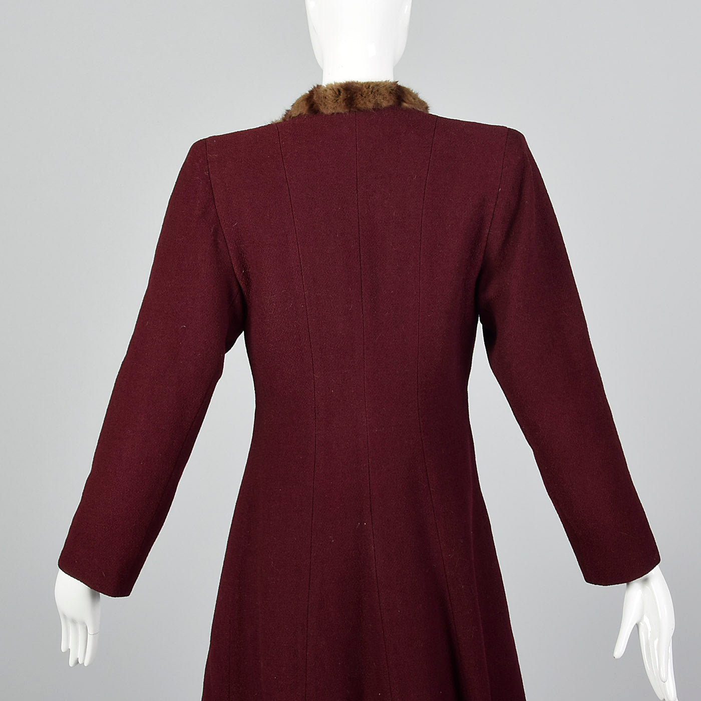 1940s Burgundy Wool Coat with Fur Trim – Style & Salvage