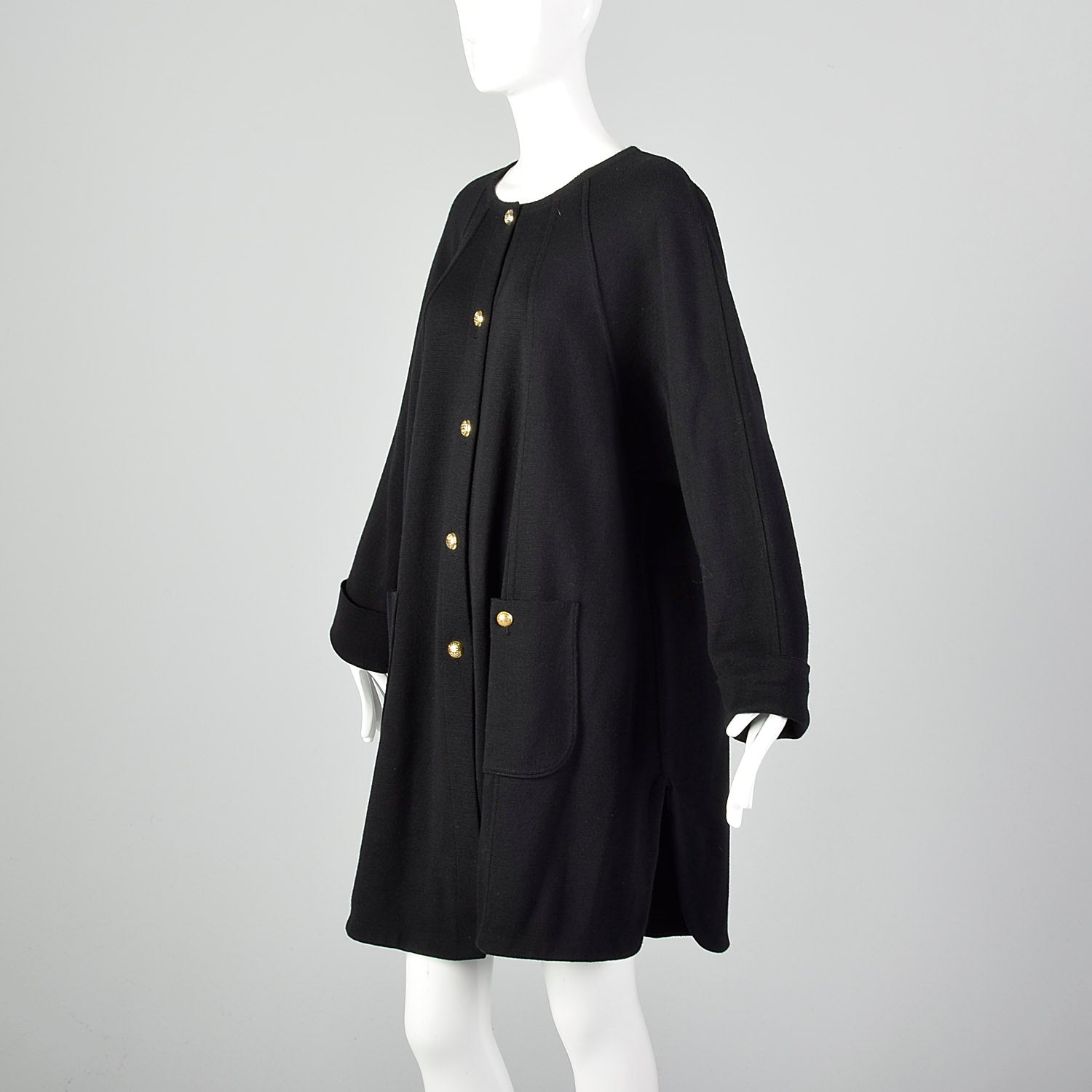 Arlette Nastat Black Oversized 1980s Knit Cardigan Dress – Style & Salvage