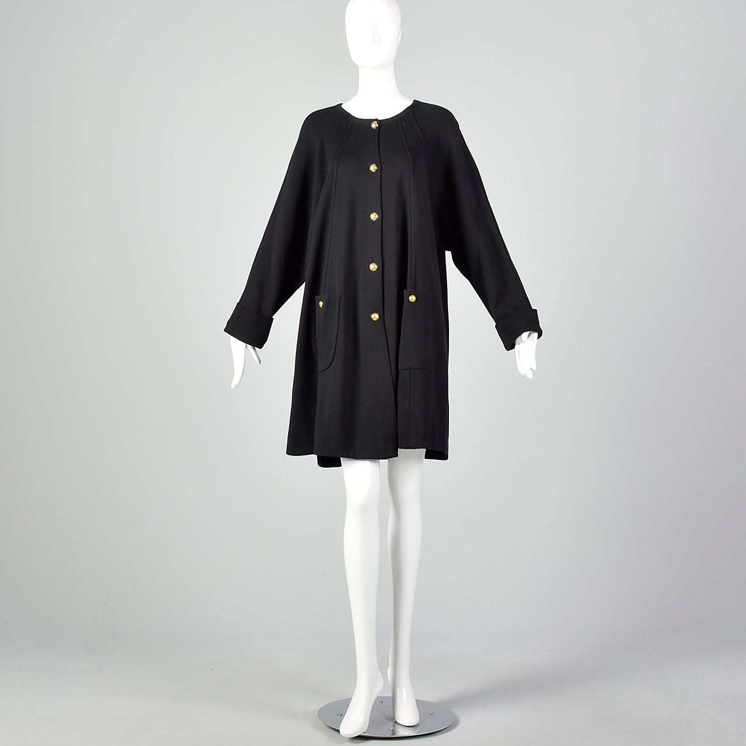 Arlette Nastat Black Oversized 1980s Knit Cardigan Dress – Style & Salvage