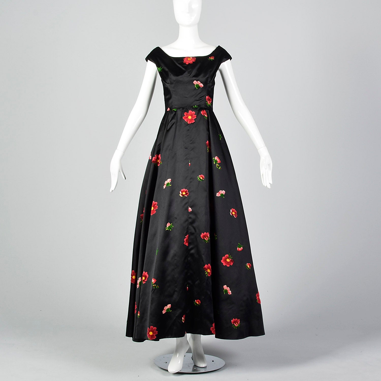 black gown with flowers