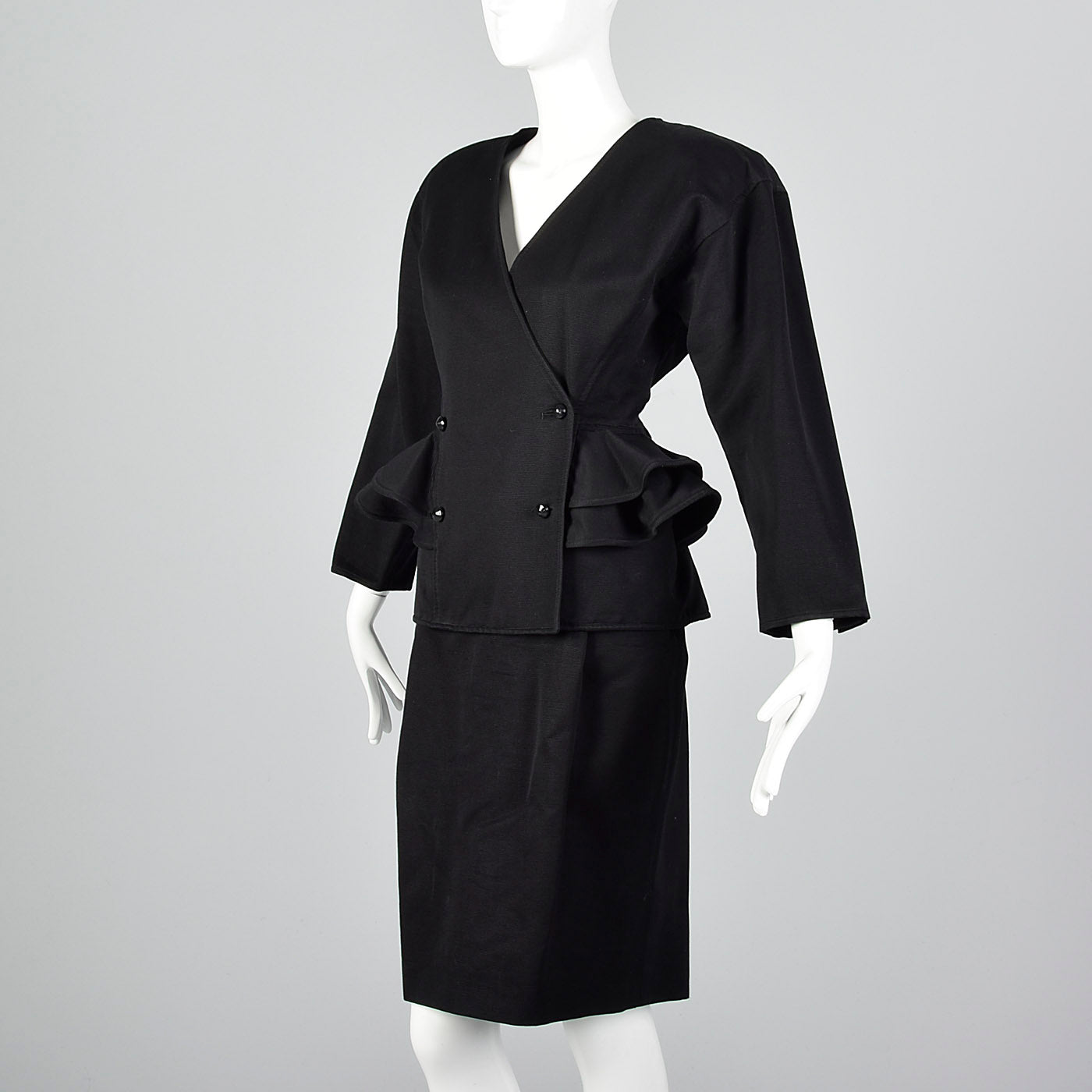 1980s Ungaro Solo Donna Black Peplum Suit – Style & Salvage