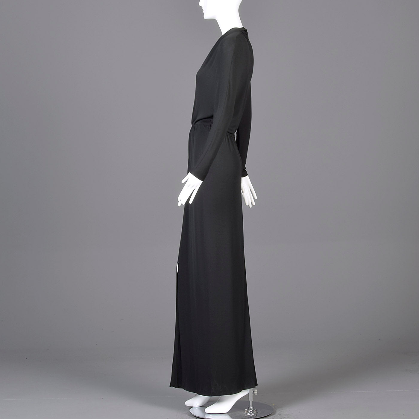 Extraordinary 1970s Bill Tice for Malcolm Starr Black Evening Gown wit ...