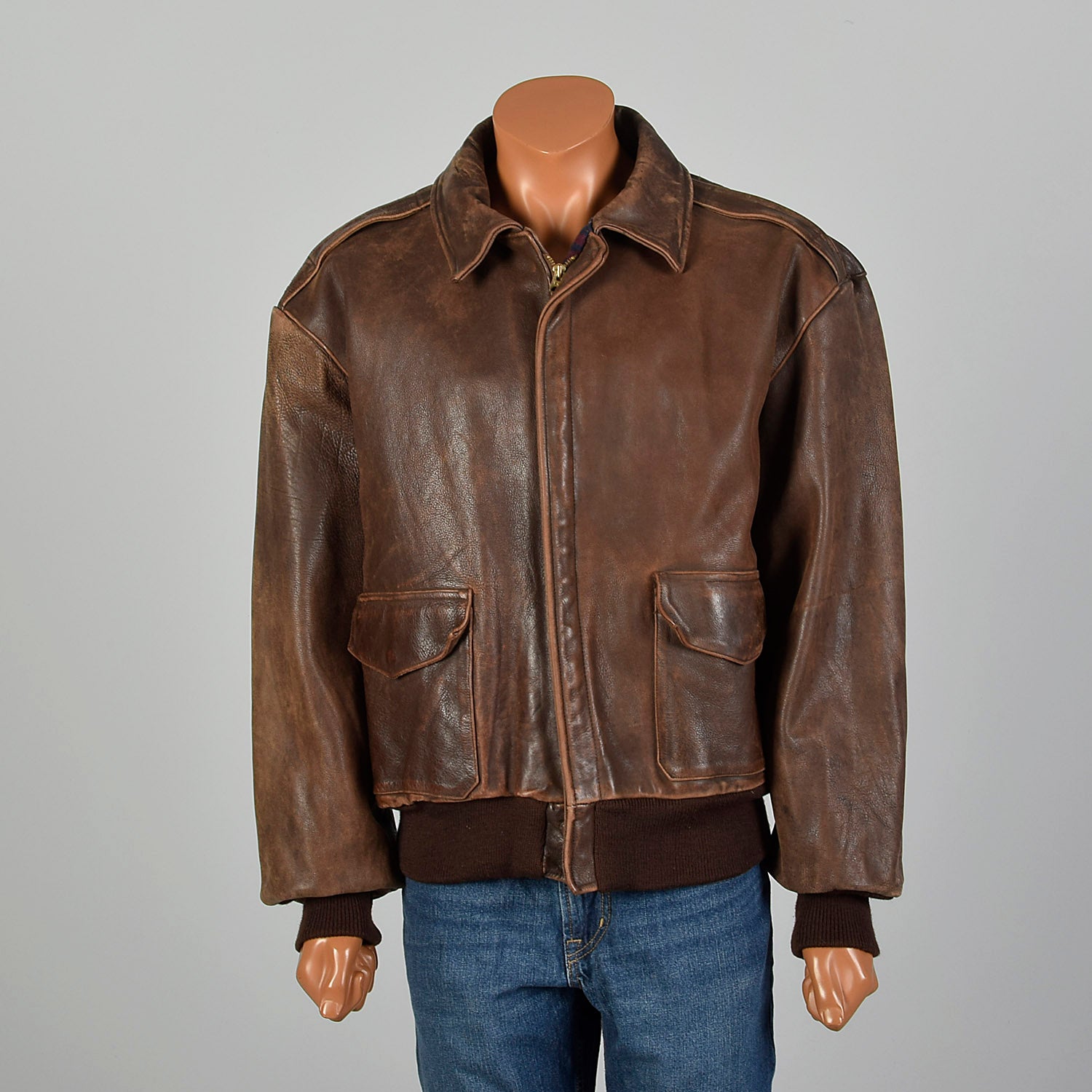 XL RRL Ralph Lauren Double RL A-2 Brown Leather Flight Jacket – Style &  Salvage