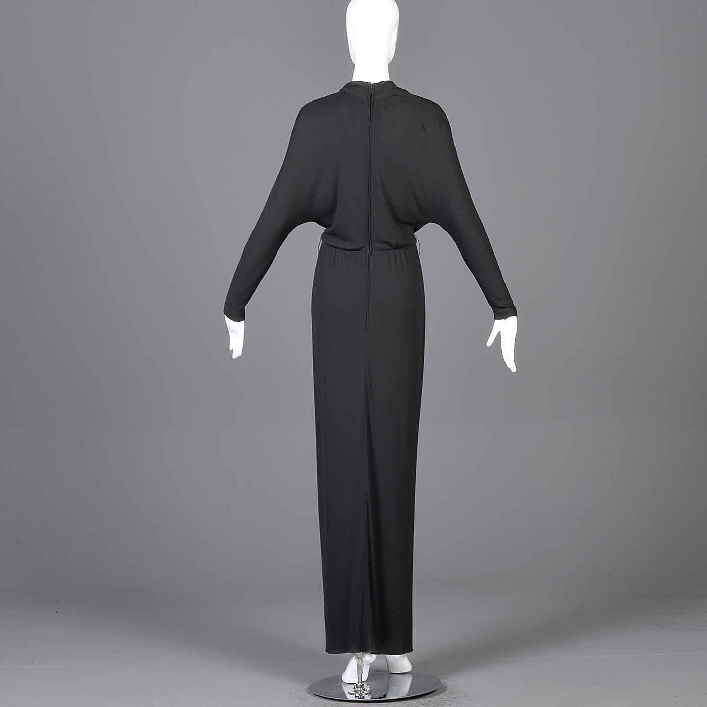 Extraordinary 1970s Bill Tice for Malcolm Starr Black Evening Gown wit ...