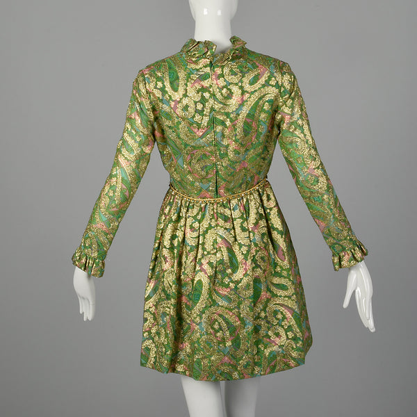 Small Mollie Parnis 1960s Green and Gold Paisley Dress – Style & Salvage
