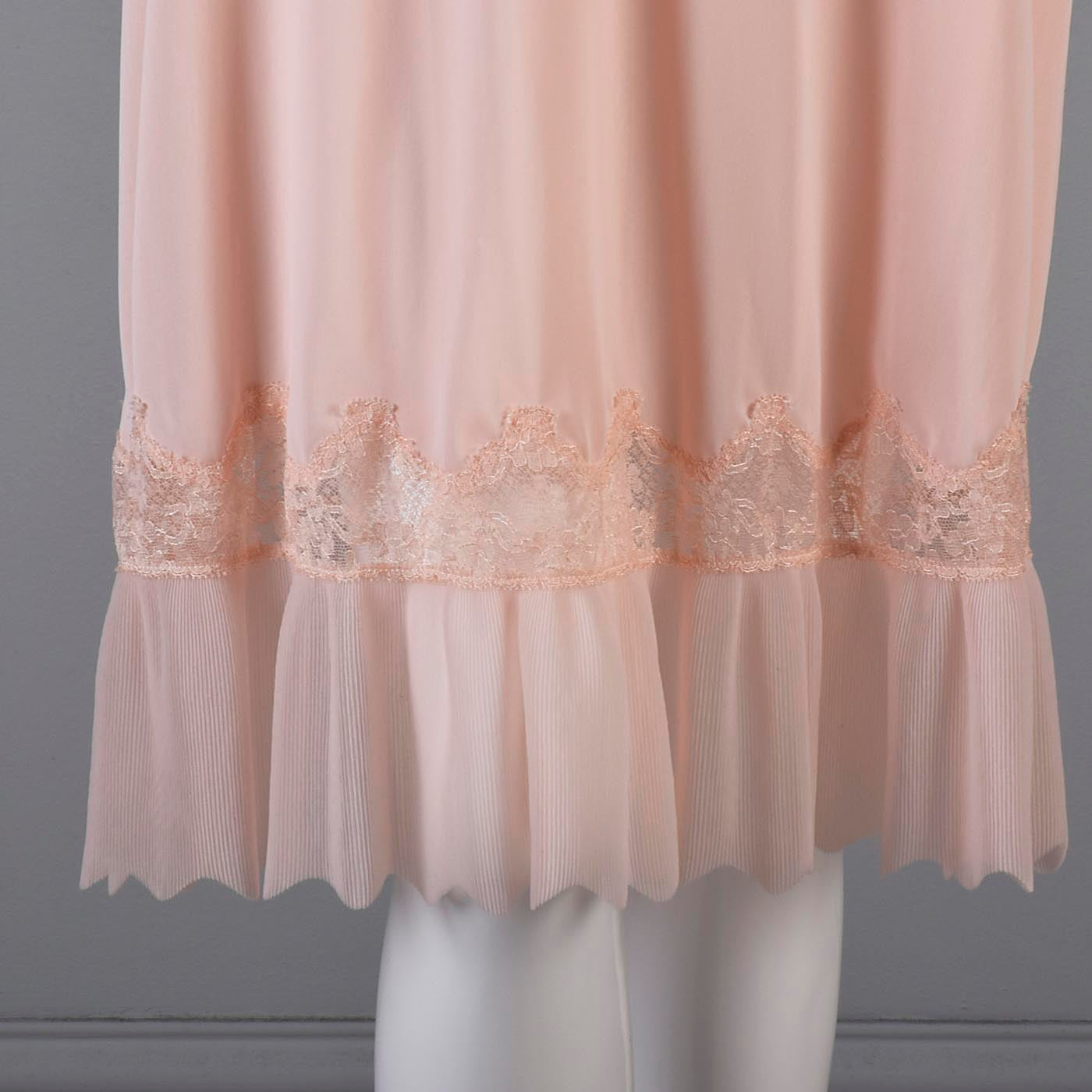 1950s Pink Sheer Slip with Lace Trim