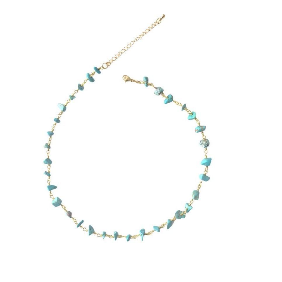 turquoise blue choker necklace