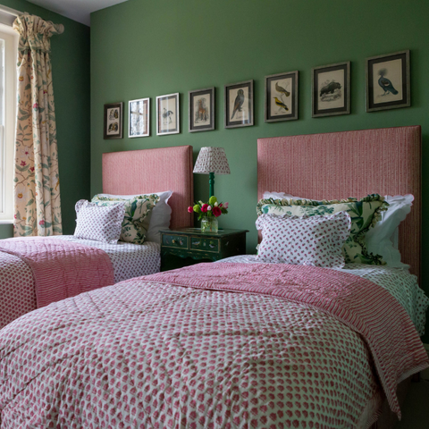 Green and pink bedroom