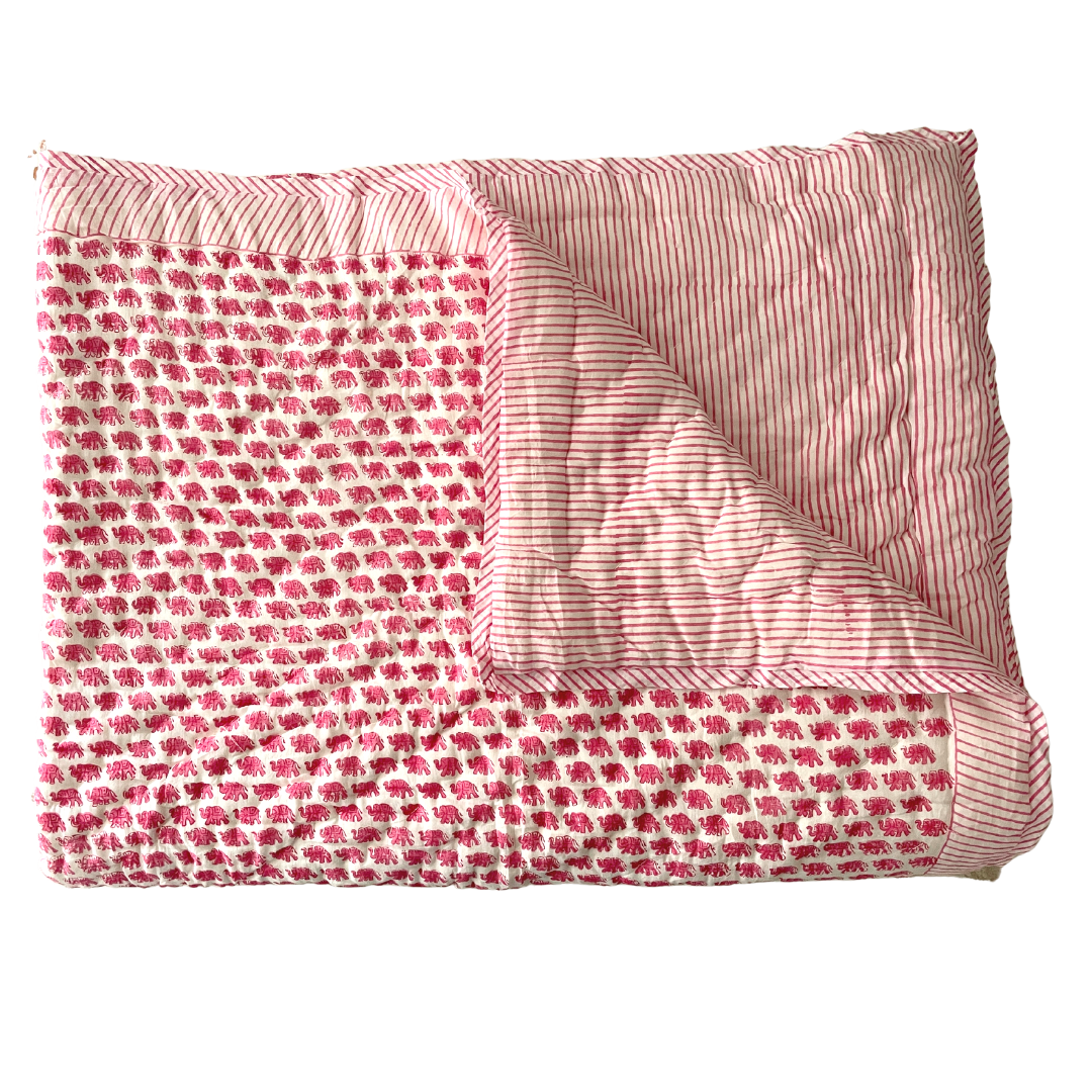 Pink Mini Elephant Quilt