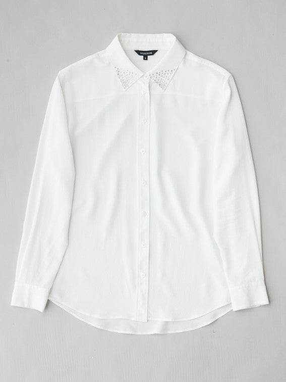 The Hepburn silk shirt: White Glass Menagerie | silk shirts by VAUGHAN