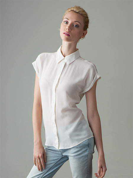 The Bettie silk shirt: Stark Naked White | silk shirts by VAUGHAN