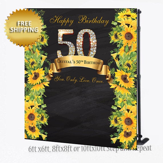 Sunflowers Birthday Custom Step and Repeat Backdrop – Dream Design Group