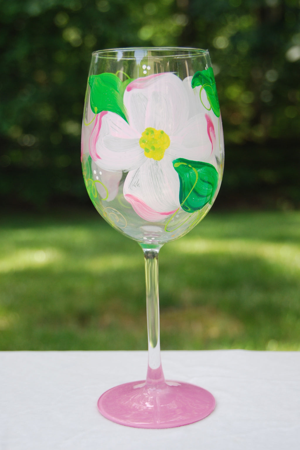 Hand Painted Wine Glasses Daisies Cute Ladybug, Summer Wine Glass