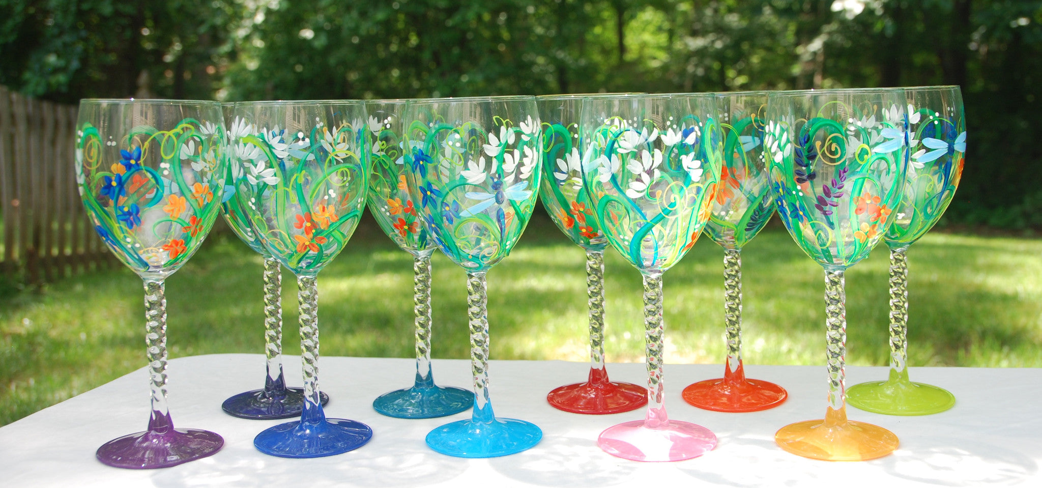 hand painted golf wine glasses