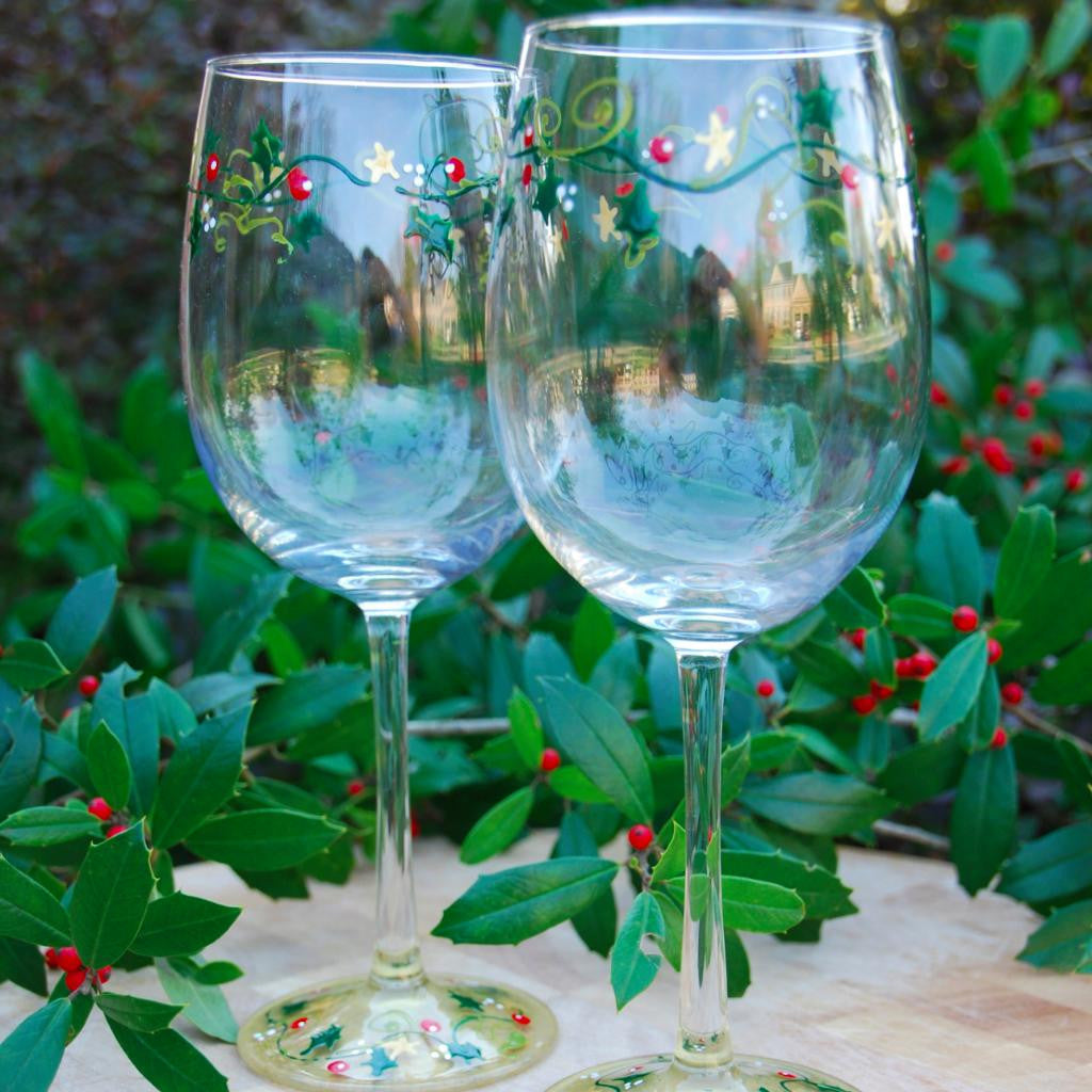 Painted Poinsettia Stemless Glass