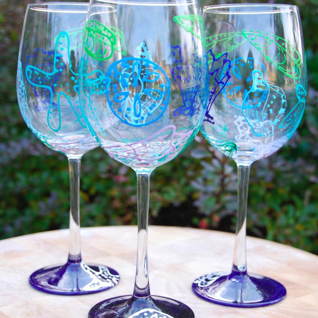  Hand Painted Large Flip Flop Wine Glass Set, Coastal Summer  Decor, 20 Ounce Glasses : Handmade Products