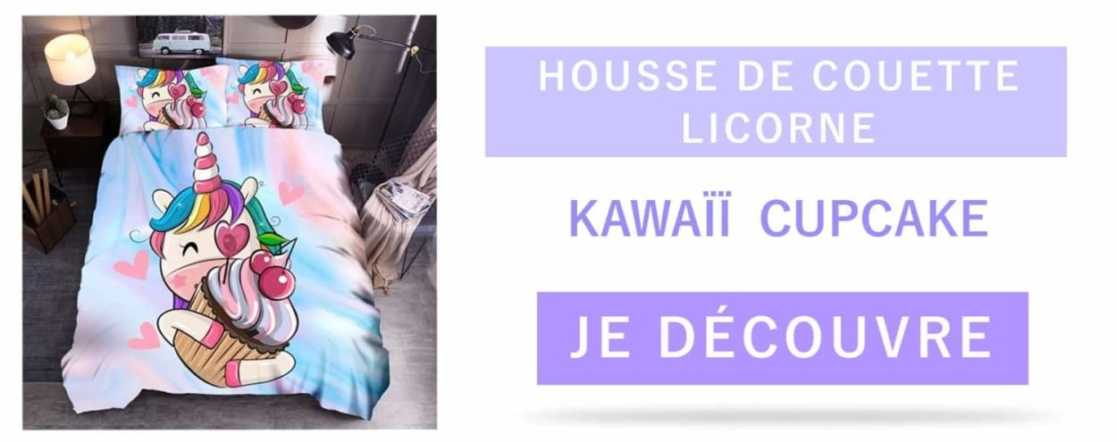 Housse de couette Licorne kawaii cupcake