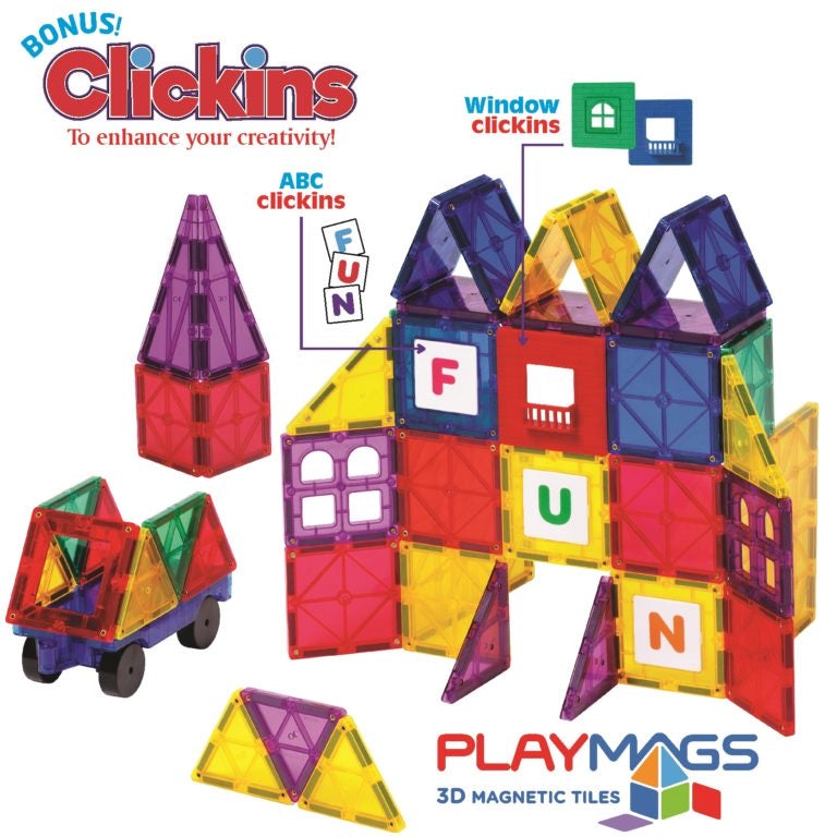 playmags 150 piece magnetic tiles set