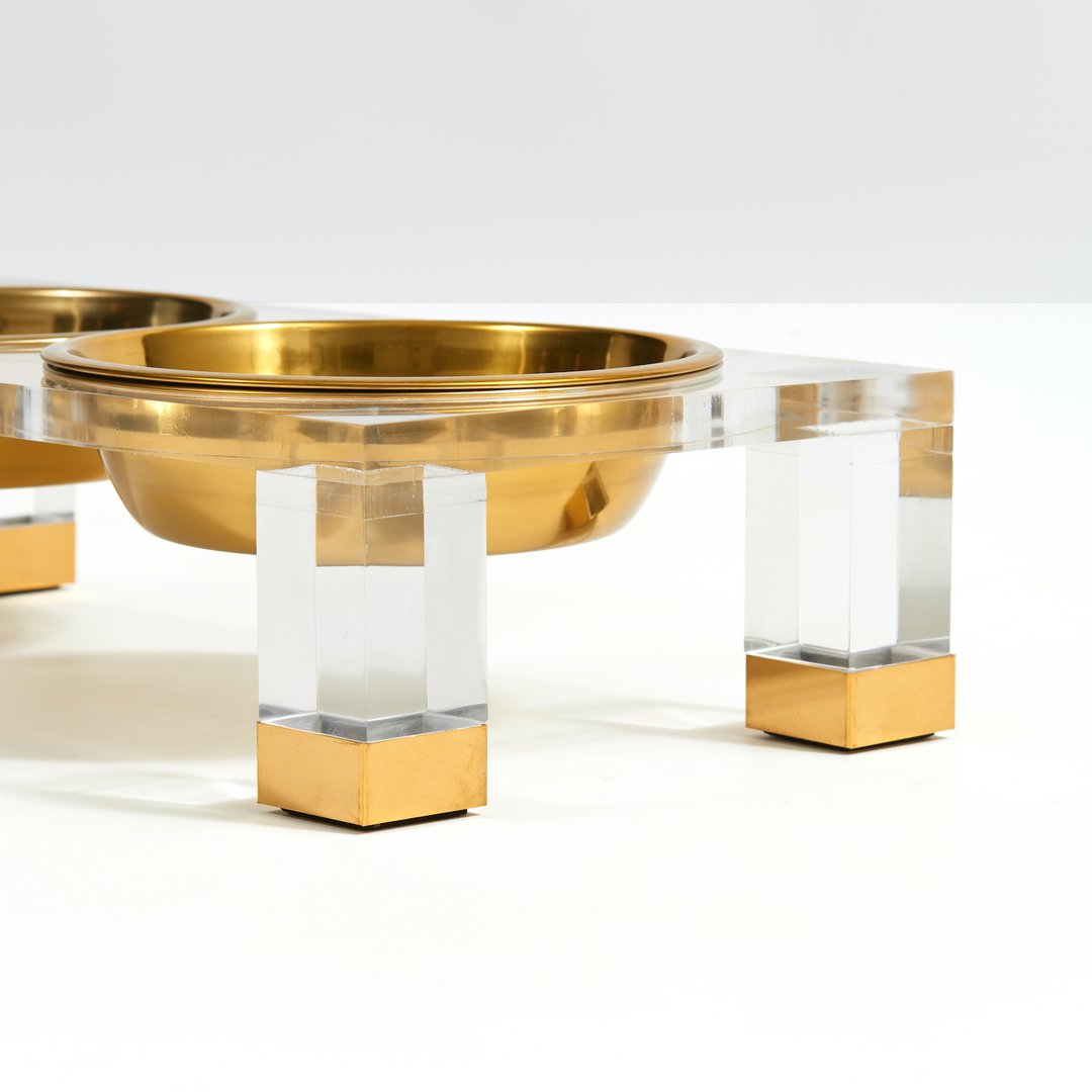 Crystal Clear Elevated Pet Feeders Standard w/ 1 Quart Bowls / Gold