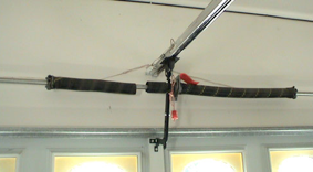 Red release cord common on garage doors