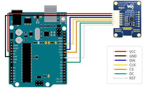 1.3" OLED Arduino Wiring Example