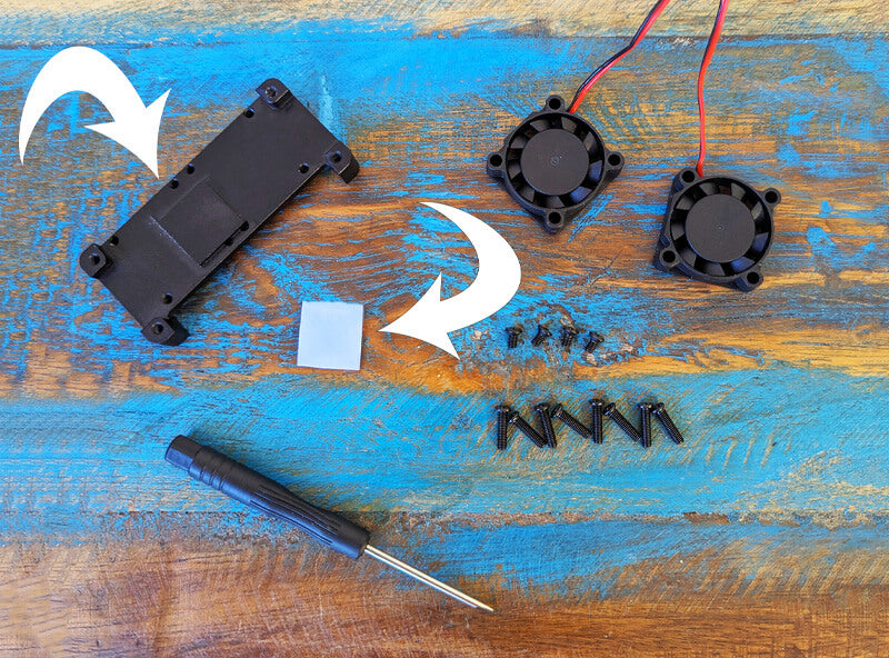 Aluminium Armour Dual-Fan Heatsink for Raspberry Pi Zero assembly guide step 1