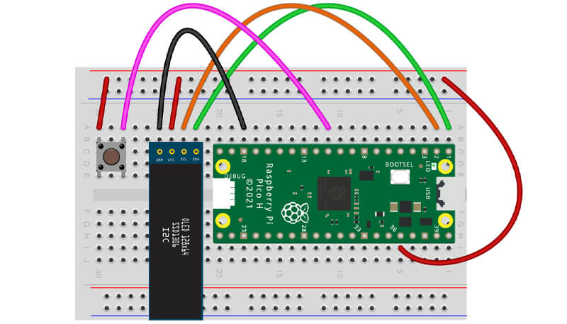 Pico OLED and button GPIO connections