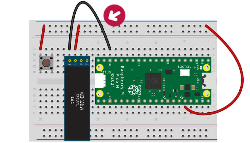 GND to OLED and button