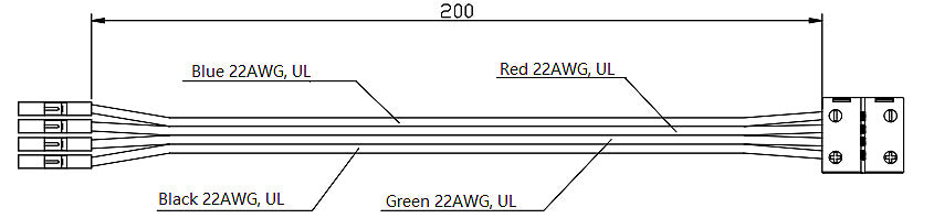 4-Pin LED Strip Connector Cable Single Head Drawing