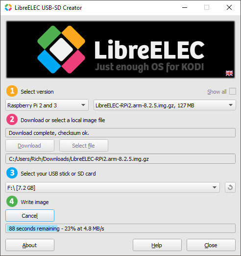 LibreELEC Installer writing