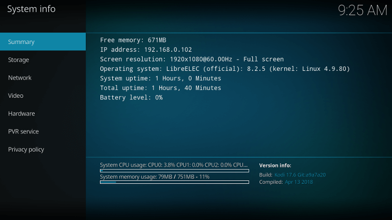 LibreELEC IP address