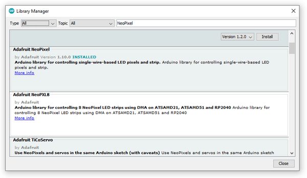Adafruit NeoPixel Arduino Library
