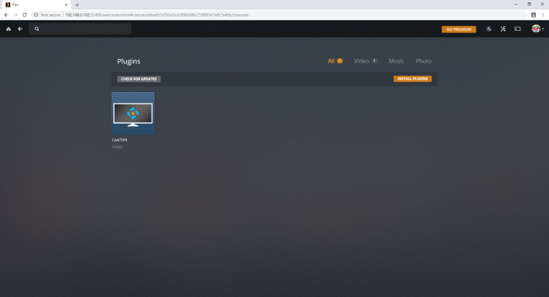 Plex LiveTVH plugin