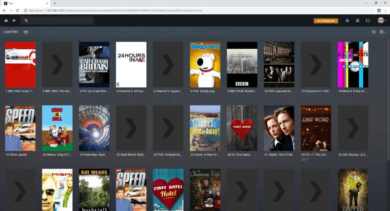 Plex LiveTVH stream view 2