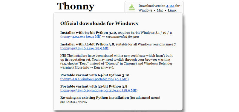 Thonny download hover box