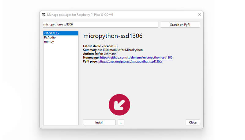 Thonny micropython install ssd1306