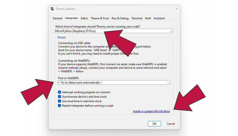 Thonny Interpreter Options