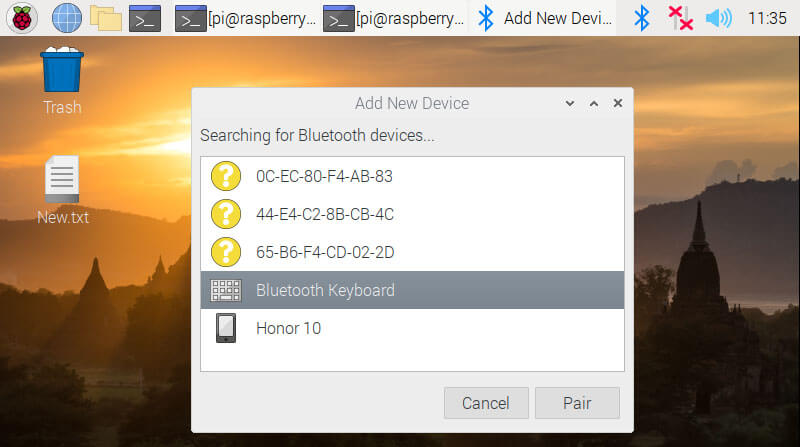 Raspberry Pi Bluetooth select device