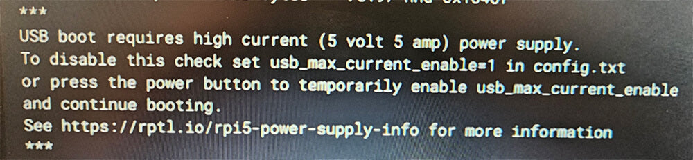 Raspberry Pi 5 boot warning