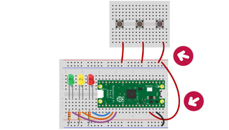 Buttons wired to 3v3